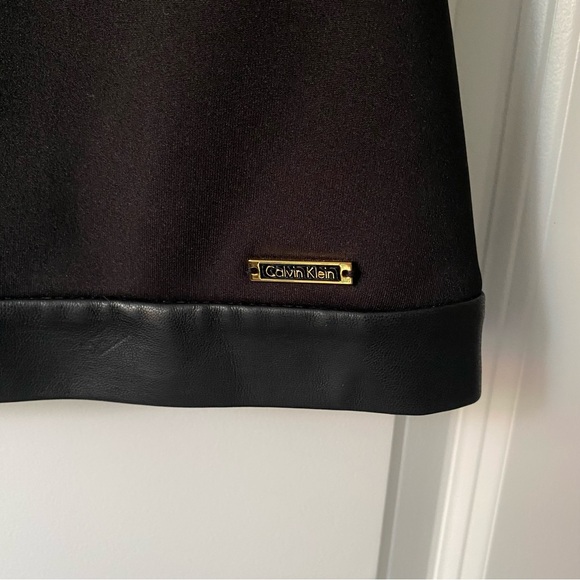 New With Tags Calvin Klein Faux-Leather Trim Scuba Top - Picture 7 of 8